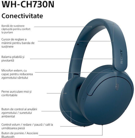 WH-CH730N Căști Over Ear Wireless / Cu Fir Cu 75 Ore Autonomie Negre