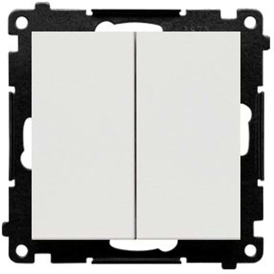Kontakt-Simon Waterproof Recessed Double Wall Switch with Grey Frame
