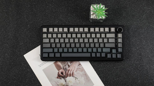 Ajazz AK820 Max Plus Ασύρματο Gaming Μηχανικό Πληκτρολόγιο 75% με White Birch διακόπτες και RGB φωτισμό (Αγγλικό US) Gradient Gray