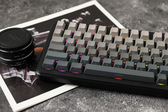 Ajazz AK820 Max Plus Ασύρματο Gaming Μηχανικό Πληκτρολόγιο 75% με White Birch διακόπτες και RGB φωτισμό (Αγγλικό US) Gradient Gray