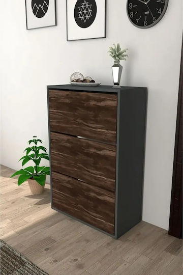 Дървен шкаф за обувки за ботуши/боти, кафяв, Д73.6 x Дълб.24 x В110 cm