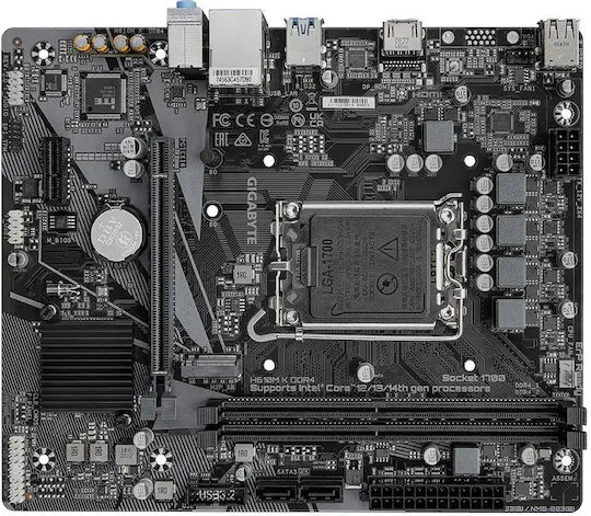 Gigabyte H610M K DDR4 rev. 2.0 Motherboard Micro ATX με Intel 1700 Socket 9MH10MK-00-G20