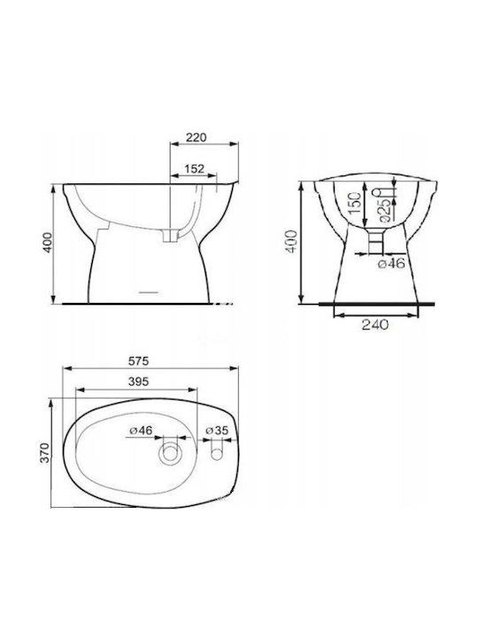 Cersanit Floor-Mounted Bidet 57.5x37cm