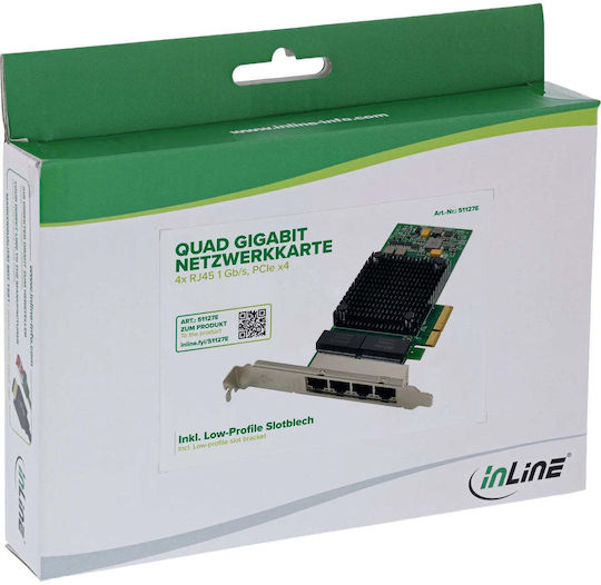Inline Quad Gigabit Netzwerkkarte 4x Rj45 1 Gb S PCIe x4