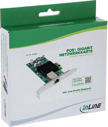 Inline Gigabit Netzwerkkarte 1x Rj45 1 Gb S PCI-e x1 Poe+