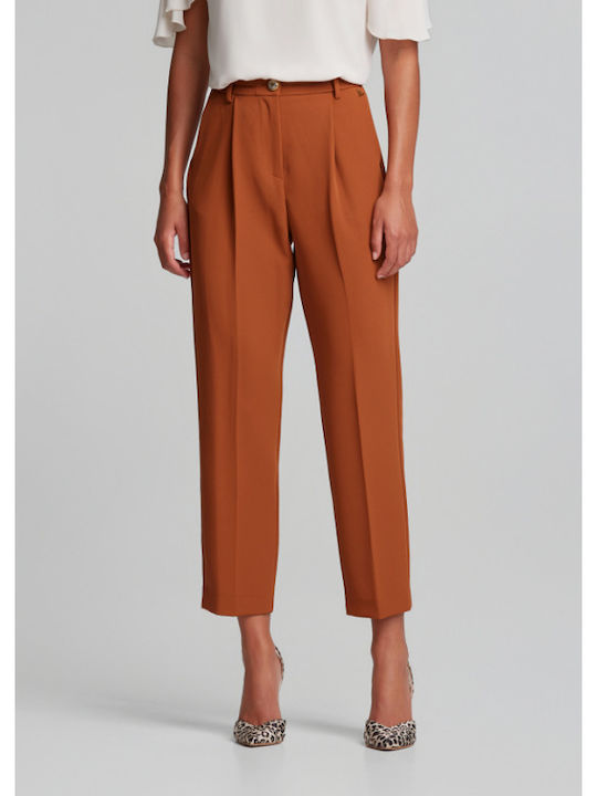 Women's Crepe Trousers in a Slim Fit Ginger