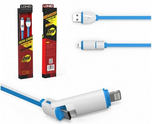 Ldnio LC82 Равен USB към Lightning / micro USB Кабел Зелен 1м