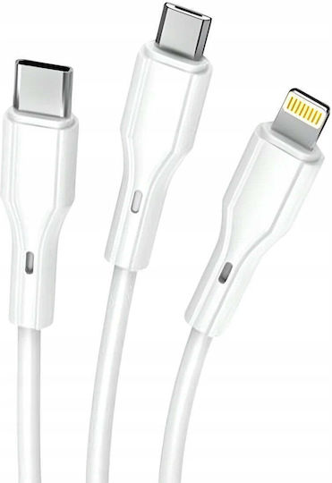 XO Regular USB to Lightning / Type-C 1m 2.4A Cable White