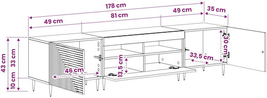 Comodă TV cu Iluminare LED Sonoma L243xA35xÎ43 cm