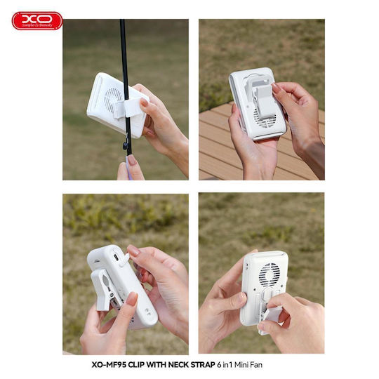 Xo Mf95 Ventilator 6 1 Clip De Gât 2000 Mah Alb