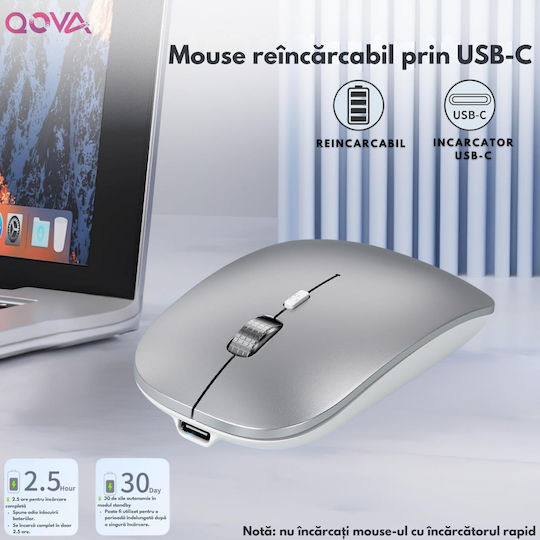 Mouse Bluetooth Ergonomic Wireless Gri Deschis