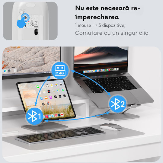 Mouse Bluetooth Ergonomic Wireless Gri Deschis