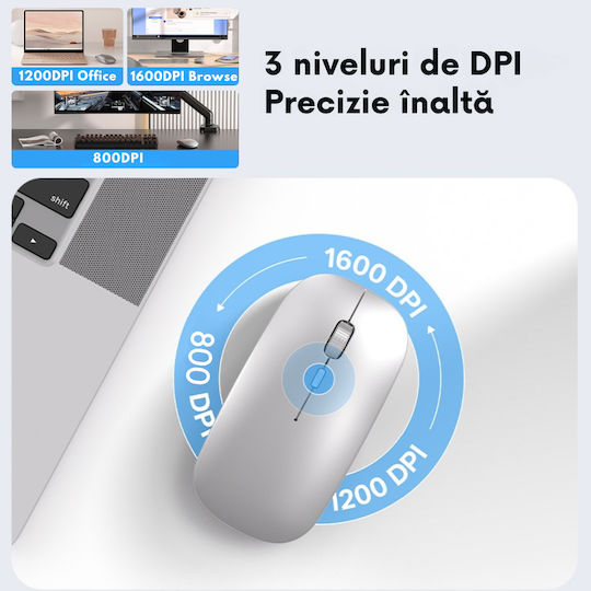Mouse Bluetooth Ergonomic Wireless Gri Deschis