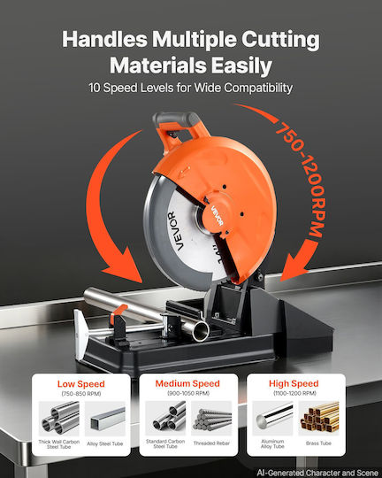 Vevor Ferăstrău Circular pentru Metal cu Tăiere la Rece, Ø355 mm, cu Putere de 3,5 kW