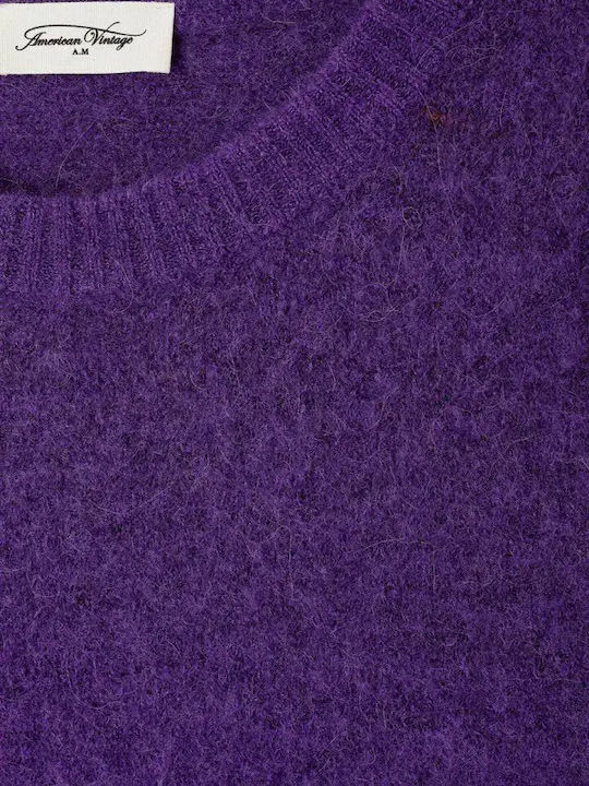 Vitow Women's Long Sleeve Wool Sweater Purple