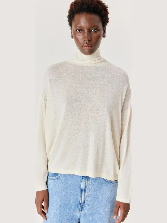 Women's Long Sleeve Cotton Sweater Ecru