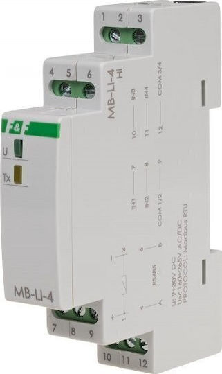 F&F Single-phase Electrical Panel Pulse Counter Modbus MAX-MB-LI-4LO