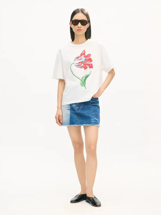Tulip Women's Floral Off-White T-Shirt