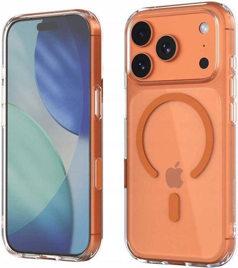 Husă iPhone 18 Pro 17 Pro Spacecase Clear Magsafe Rigidă Transparentă Magsafe Orange 5905719144166