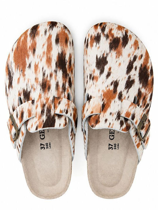 Anatomische Damen Leder-Clogs Hausschuhe Mehrfarbig