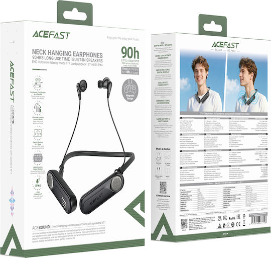 Acefast N11 In-Ear Bluetooth-Freisprecheinrichtung Kopfhörer mit Schweißbeständigkeit Schwarz