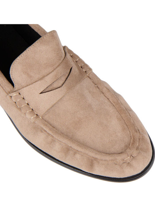 Suede Women's Loafers in Beige Colour