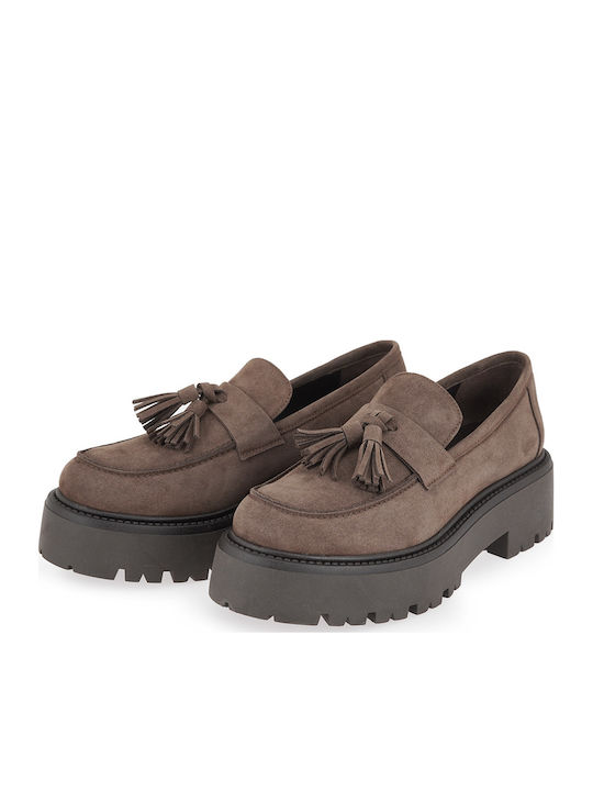 Suede Women's Loafers in Brown