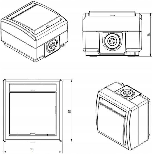 Elektro Plast Waterproof Wall-Mounted Wall Switch with Grey Frame