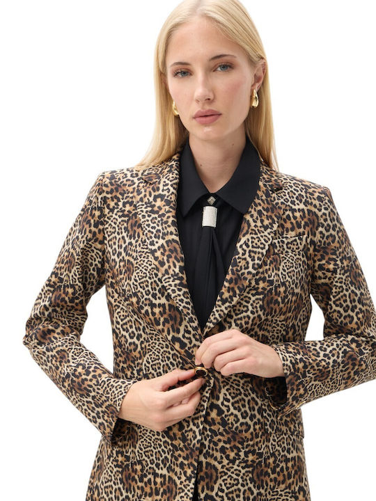 Passager Long Women's Waisted Animal Print Blazer