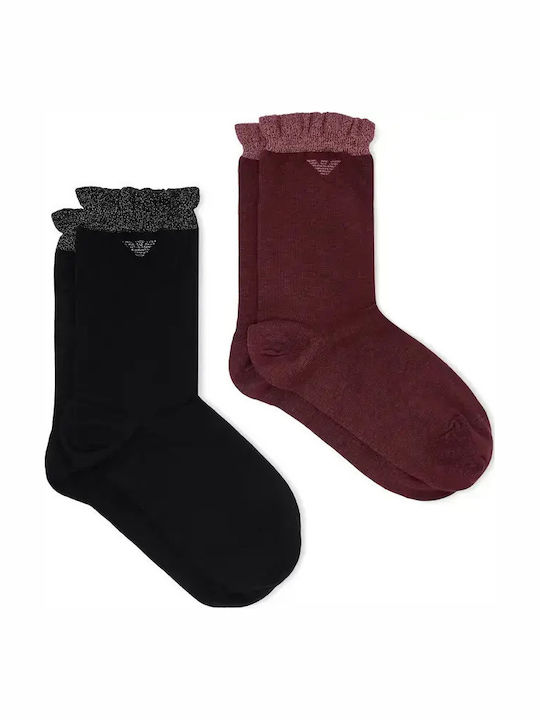 Emporio Armani Damen Socken Burgunderrot 2er-Pack