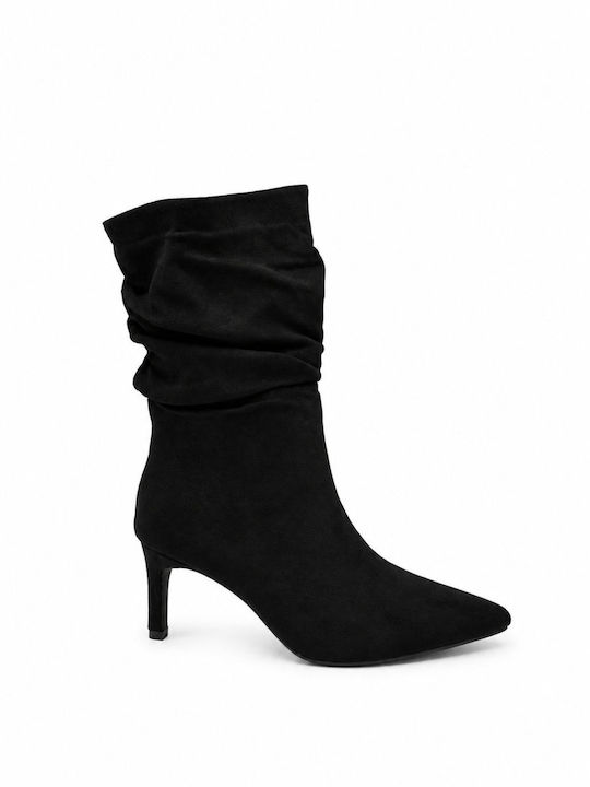 Schwarze Damen-Stiefeletten aus Wildleder
