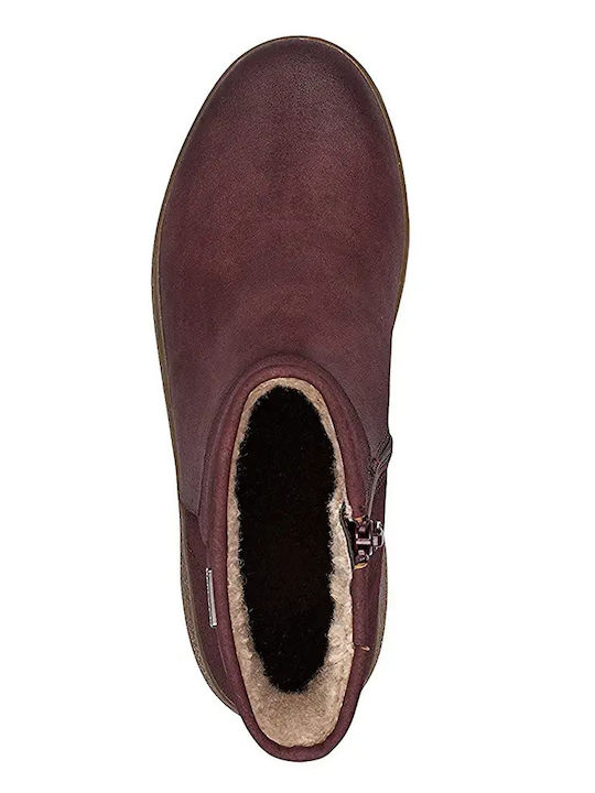 Damen-Lederstiefeletten in Bordeaux