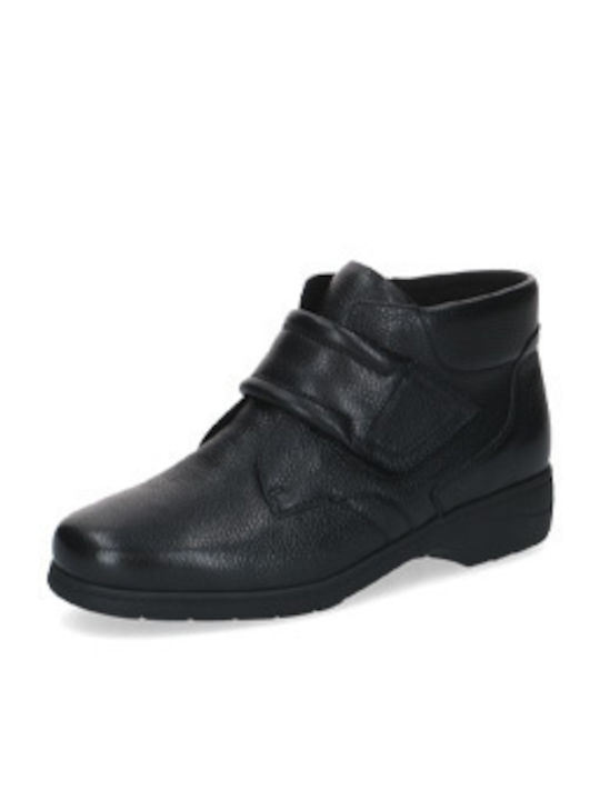 Schwarze Leder Damenstiefeletten
