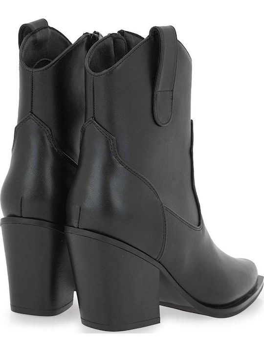 Damen-Cowboystiefeletten mit hohem Absatz Schwarz