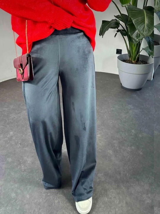 Women's Grey Fabric Trousers