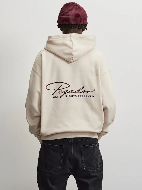 Pike Hoodie Sweatshirt Washed Cream Dark Red