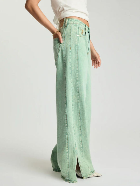 Women's Wide-Leg Green Jeans