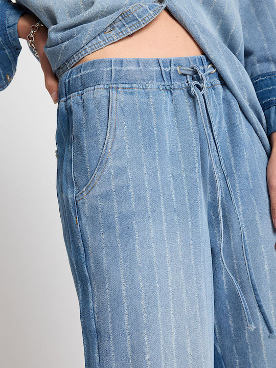 Waist Pantaloni Jeans pentru Femei cu Croială Relaxed