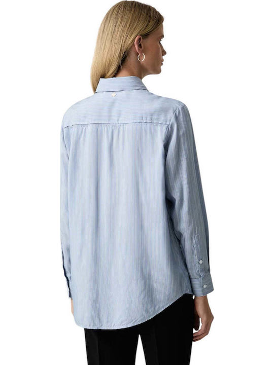 Long Sleeve Blue Striped Women's Shirt