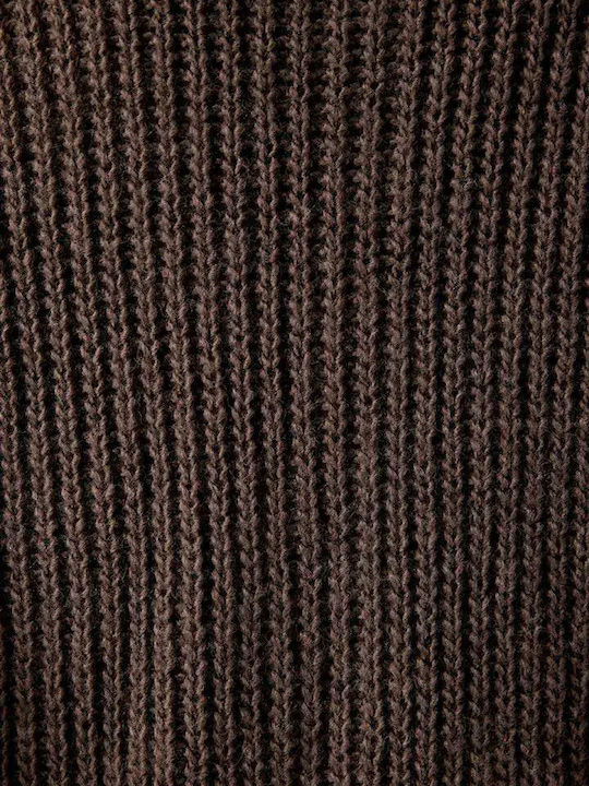 Lange Gestrickte Damenstrickjacke mit Knöpfen Brown