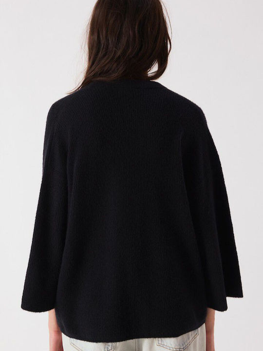 Cardigan Scurt pentru Femei cu Nasturi Negru