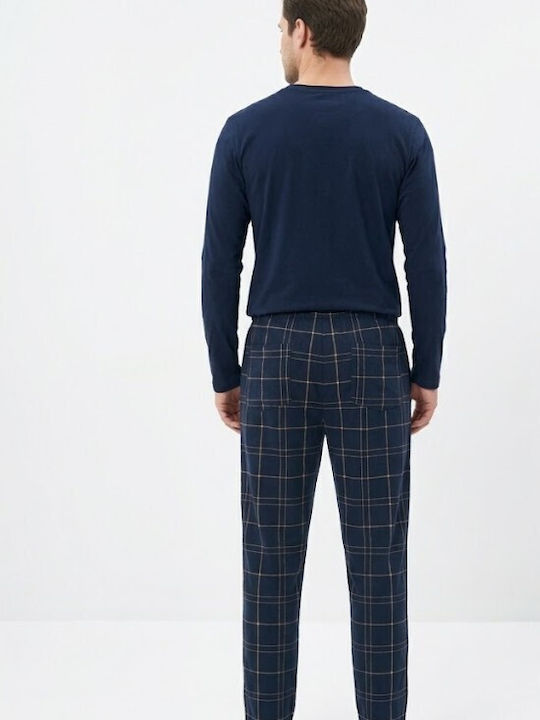 Soccus Winter-Pyjamahose für Herren, kariert, Blue