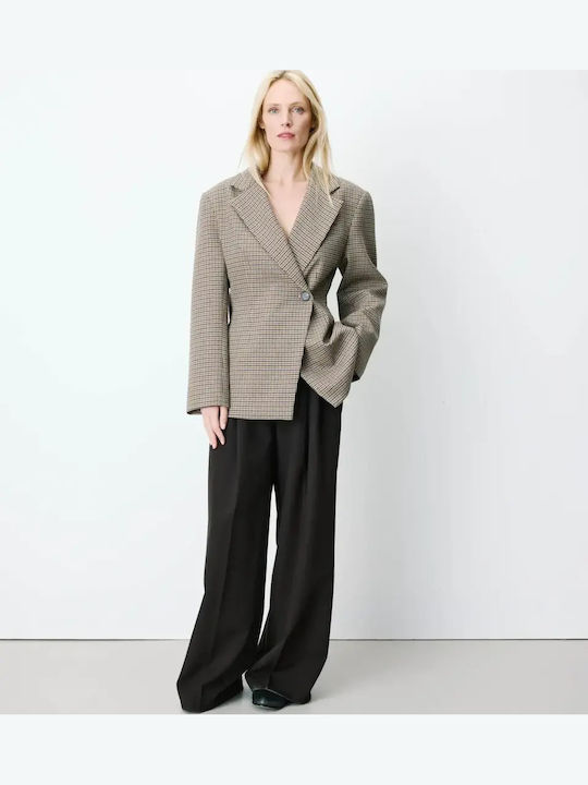 Grace & Mila Langer Damen-Blazer aus Tweed, Doppelreihig Beige Grace & Mila Langer Damen-Blazer aus Tweed, Doppelreihig Beige