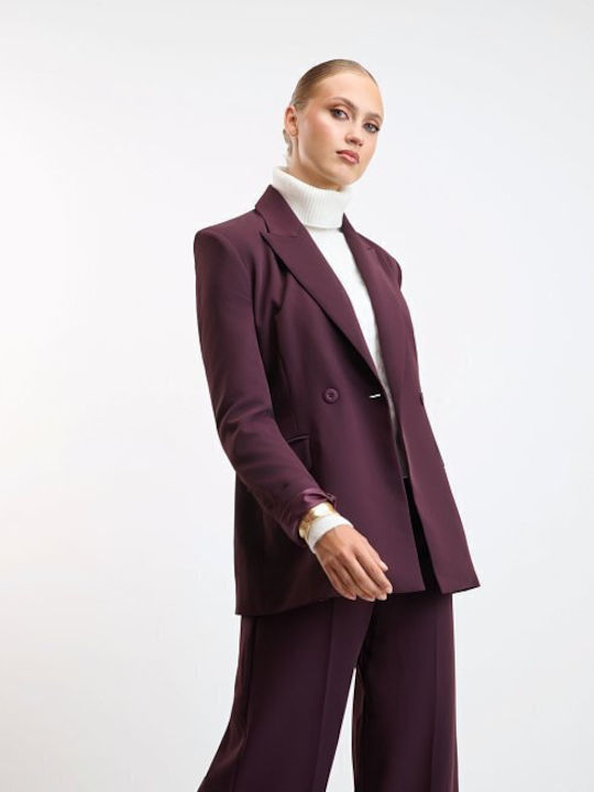 Desiree Langer Zweireihiger Damenblazer in Bordeaux
