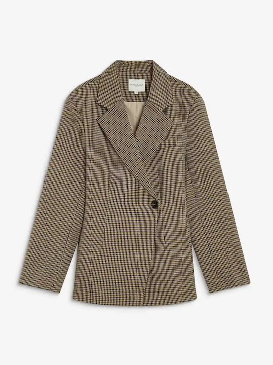 Grace & Mila Langer Damen-Blazer aus Tweed, Doppelreihig Beige