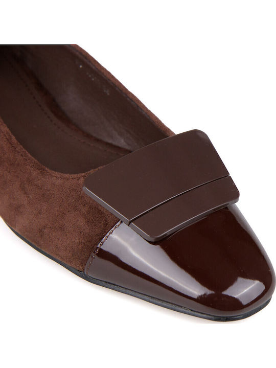 Suede Women's Ballerina Shoes Brown