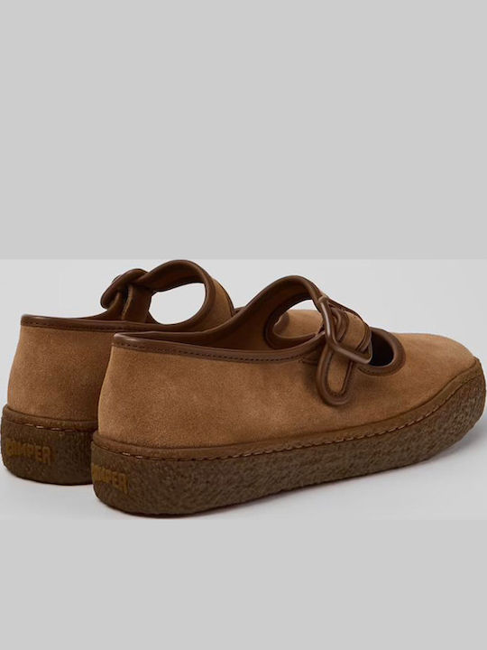 Balerini de Damă din Piele cu Bareta Maro