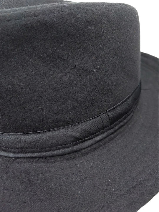 Brims and Trims Black Fabric Men's Fedora Hat