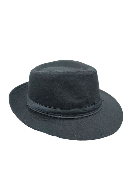 Brims and Trims Black Fabric Men's Fedora Hat