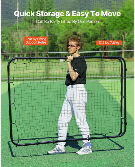 Vevor Baseball Rebounder Net 1210 x 1730 mm 5 Adjustable Angles Strike Zone Target Steel Frame Rebound Net Pitching Fielding Return Training